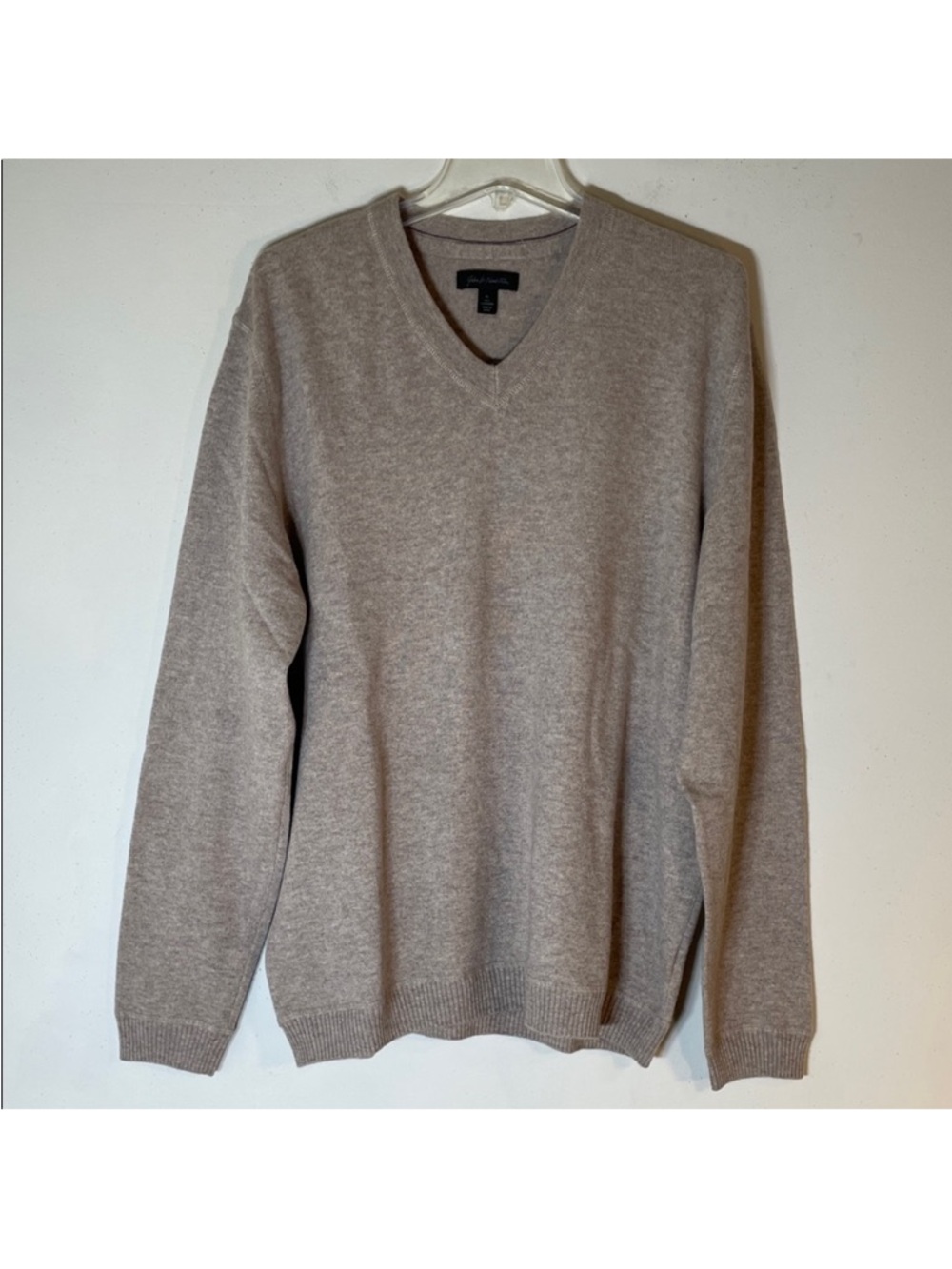 NEW! John W. Nordstrom 100% Cashmere Men's Taupe V-Neck Sweater. XL.